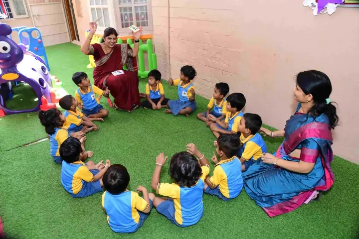 Children building with blocks during preschool activity